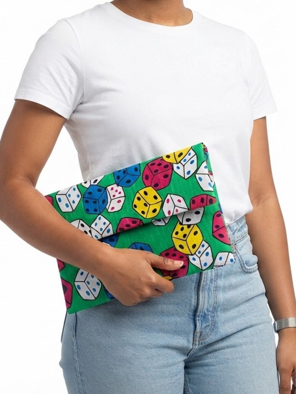 Handcrafted Multi colored Dice Cloth Clutch Purse